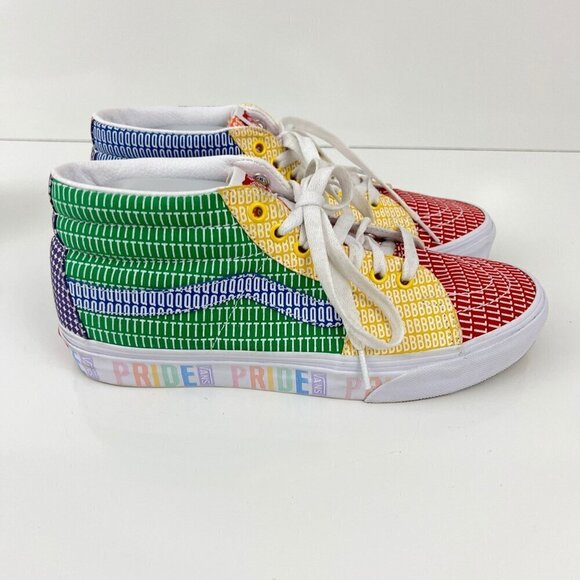 Vans High Top Pride Canvas Skateboard Sneakers Multi Color Womens  10 - Picture 1 of 16
